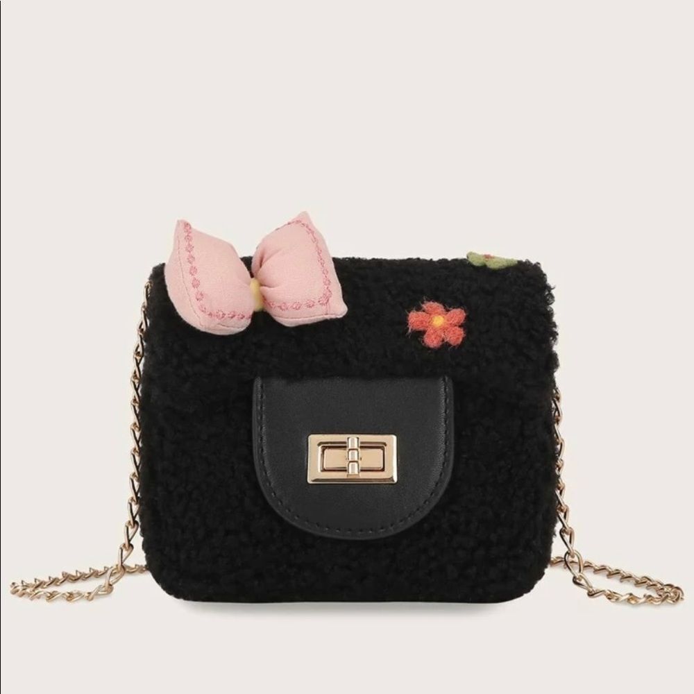 Black Fur Mini Shoulder Chain Shoulder Strap - Picture 3 of 8